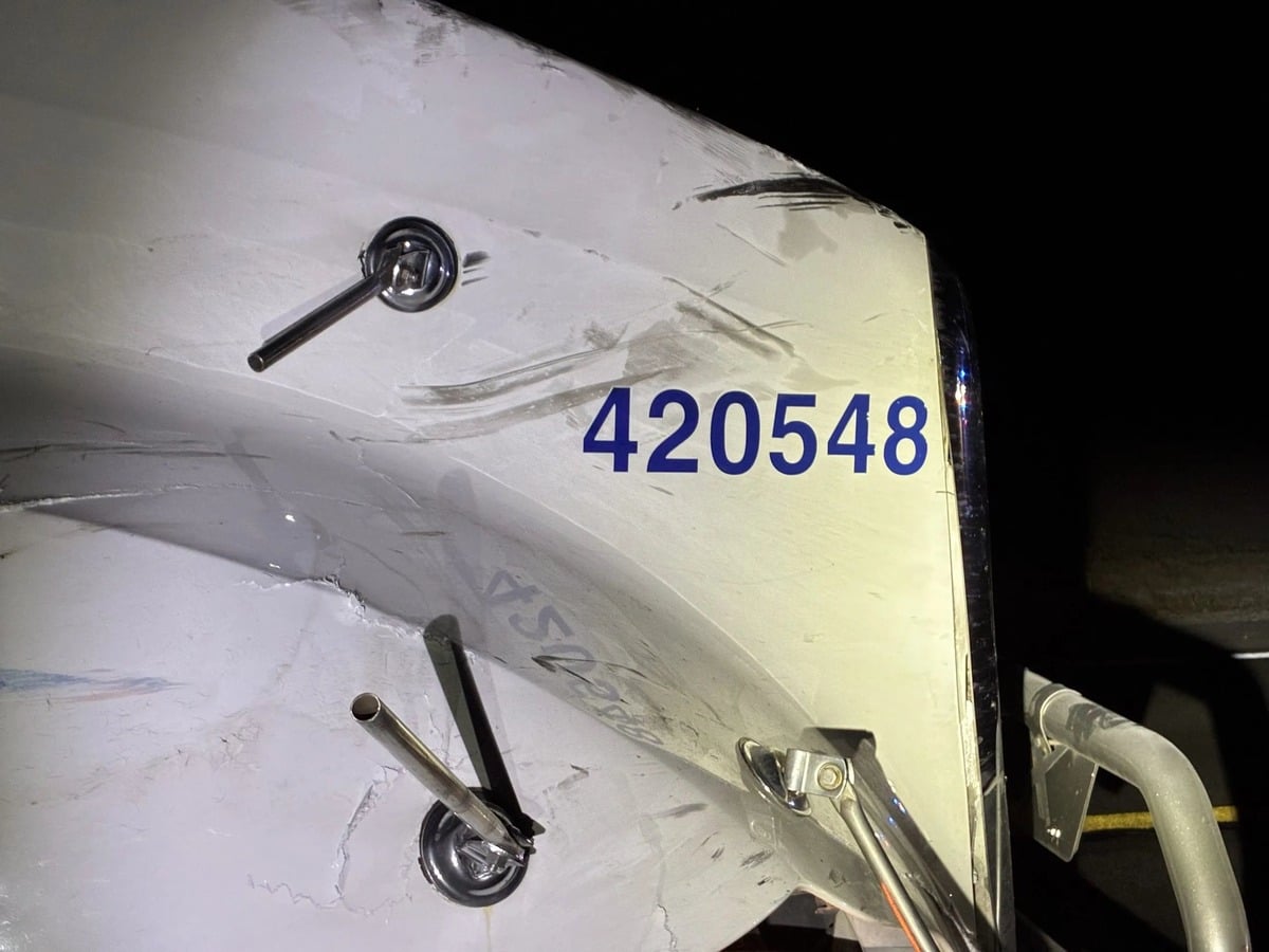 Damage on Semi after Buggy Wreck Scrapes and damage to the front of the semi-truck involved in the crash