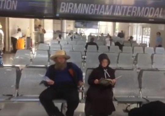 Swartzentruber Amishman Interviewed at Alabama Amtrak Station