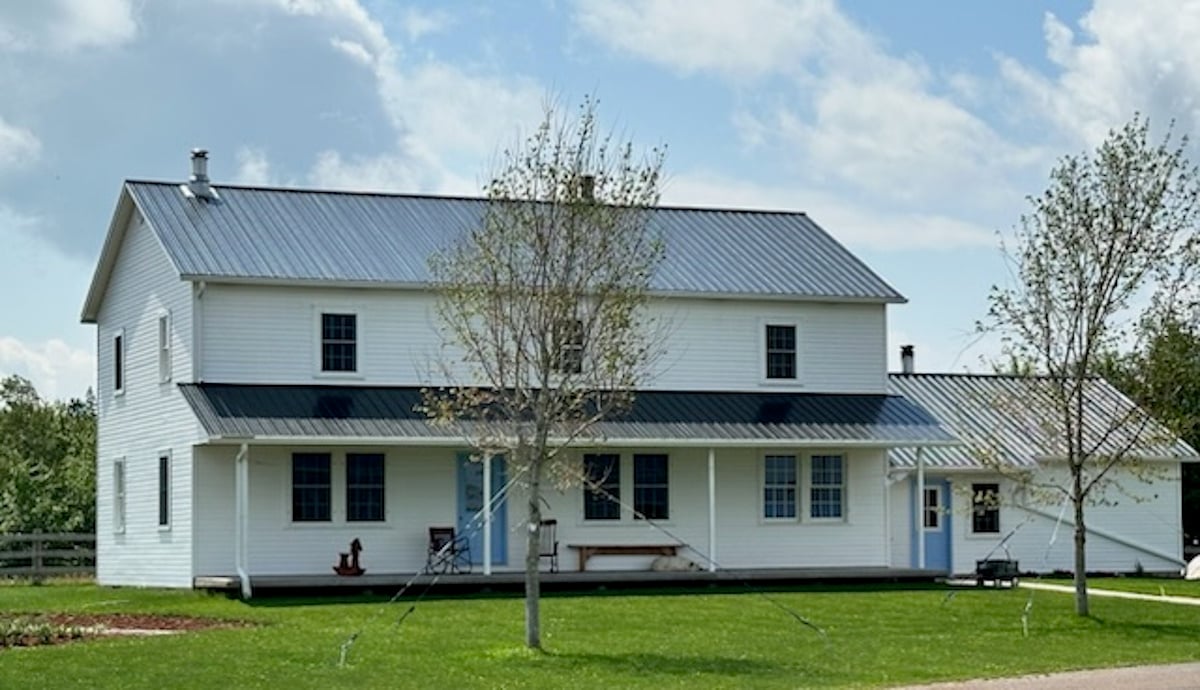 A white Amish home in the Mount Stewart, Montague and Summerville settlement on Prince Edward Island, Canada