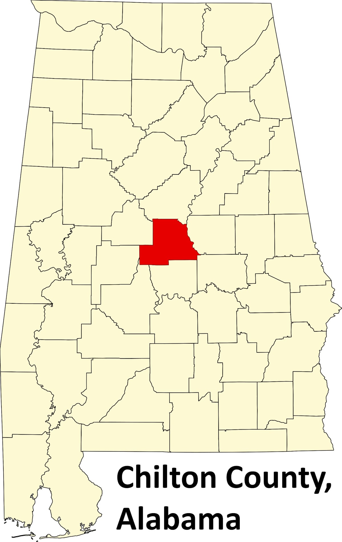 Map showing location of Chilton County Alabama