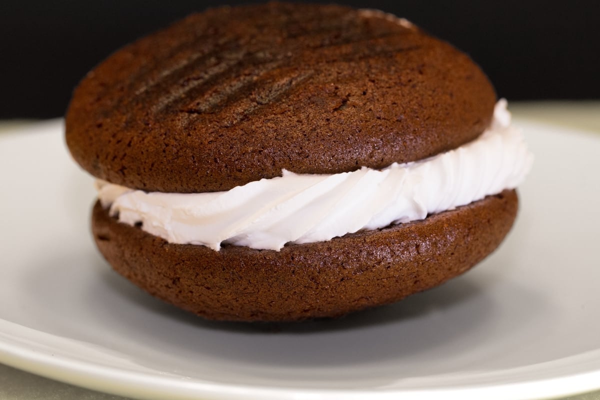 Classic Chocolate Amish whoopie pie on a plate