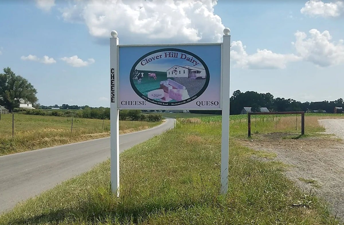 Clover Hill Dairy sign in Mechanicsville, Maryland