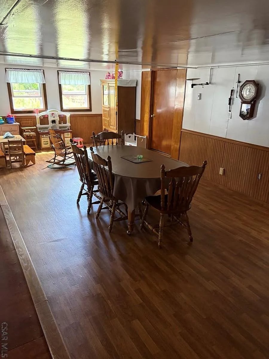 Dining table and children's play corner in a Punxsutawney, PA Amish home