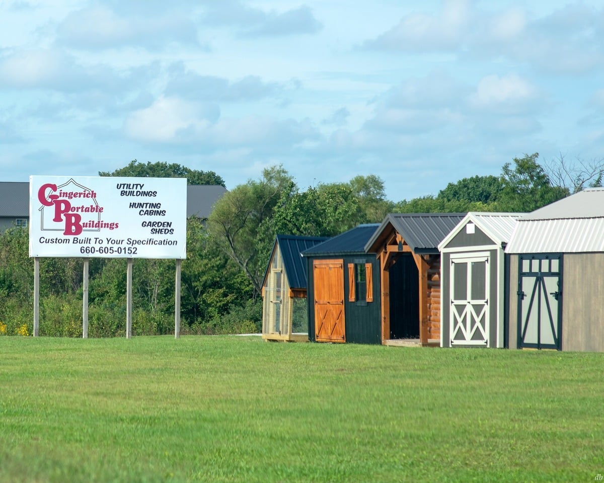 Gingerich Portable Buildings sign and sheds for sale