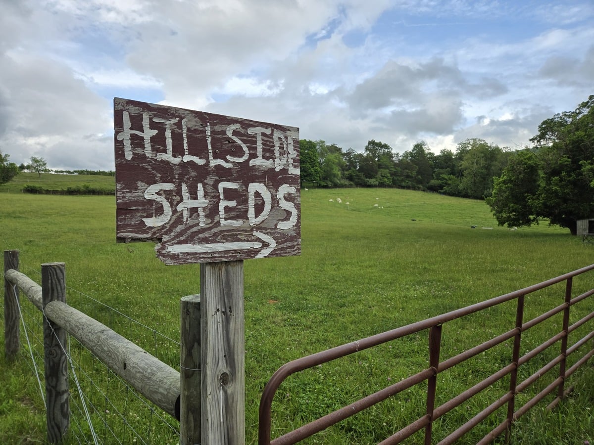 Hillside Sheds sign Amish business Pearisburg Virginia