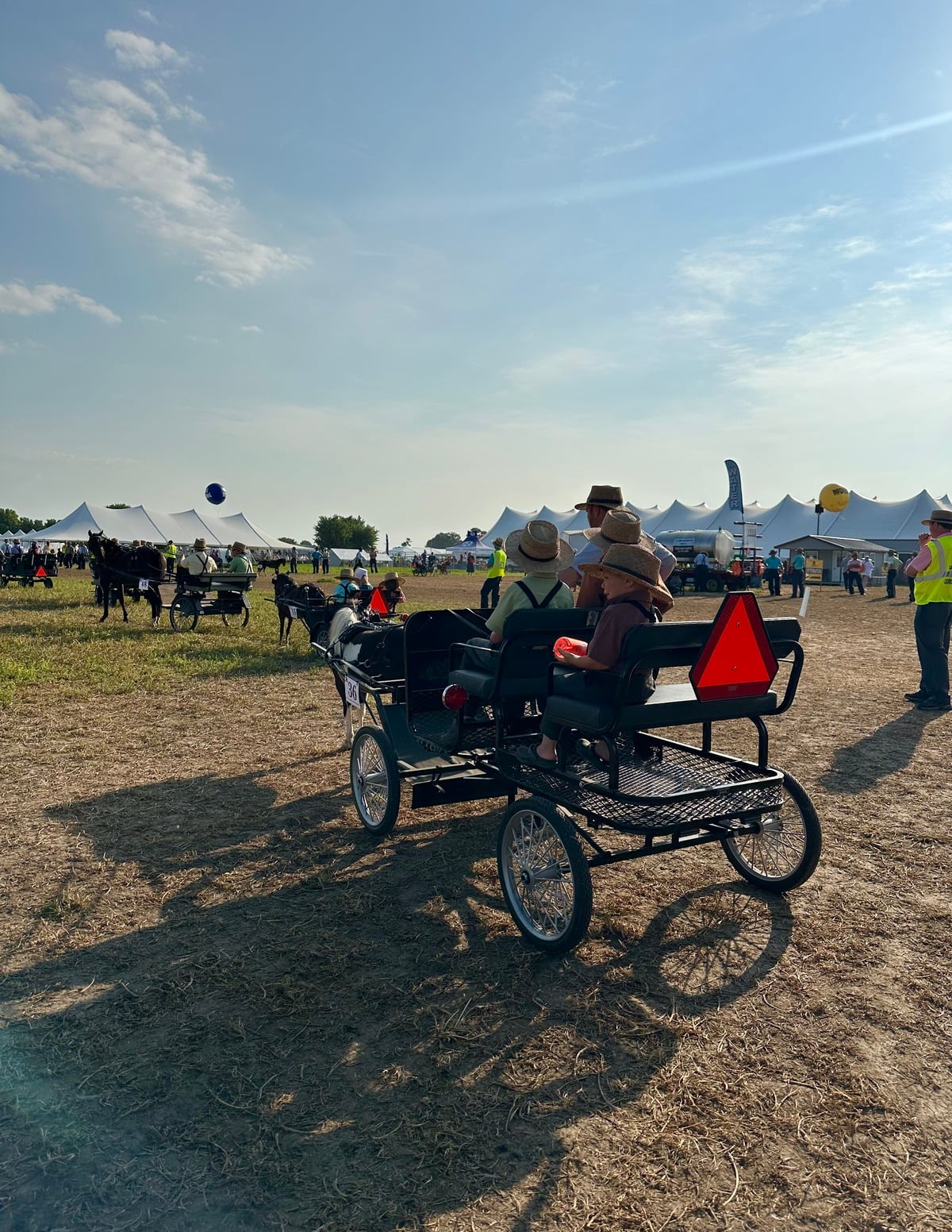 Pony Parade lineup – Horse Progress Days 2026 Amish boys in a pony cart at the Pony Parade lineup, Horse Progress Days 2026