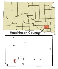 Map showing Hutchinson County, South Dakota and Tripp, SD