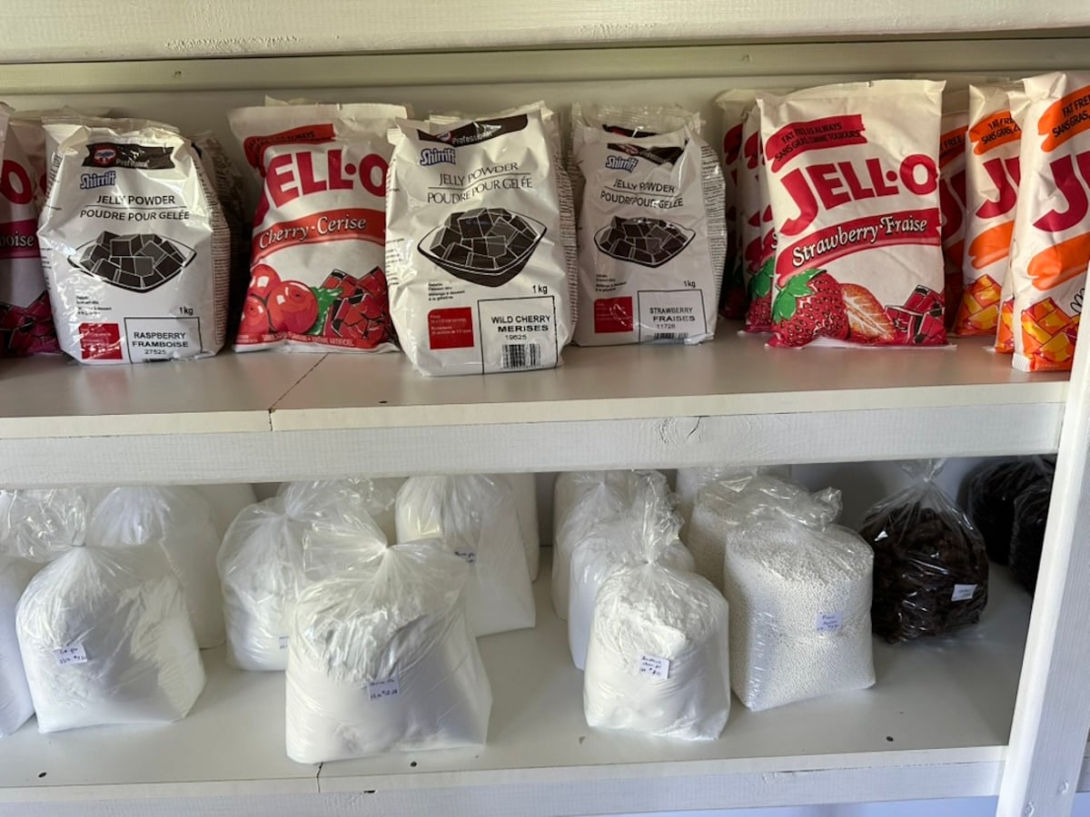 Boxes of Jell-O on the shelf of an Amish store on Prince Edward Island, Canada