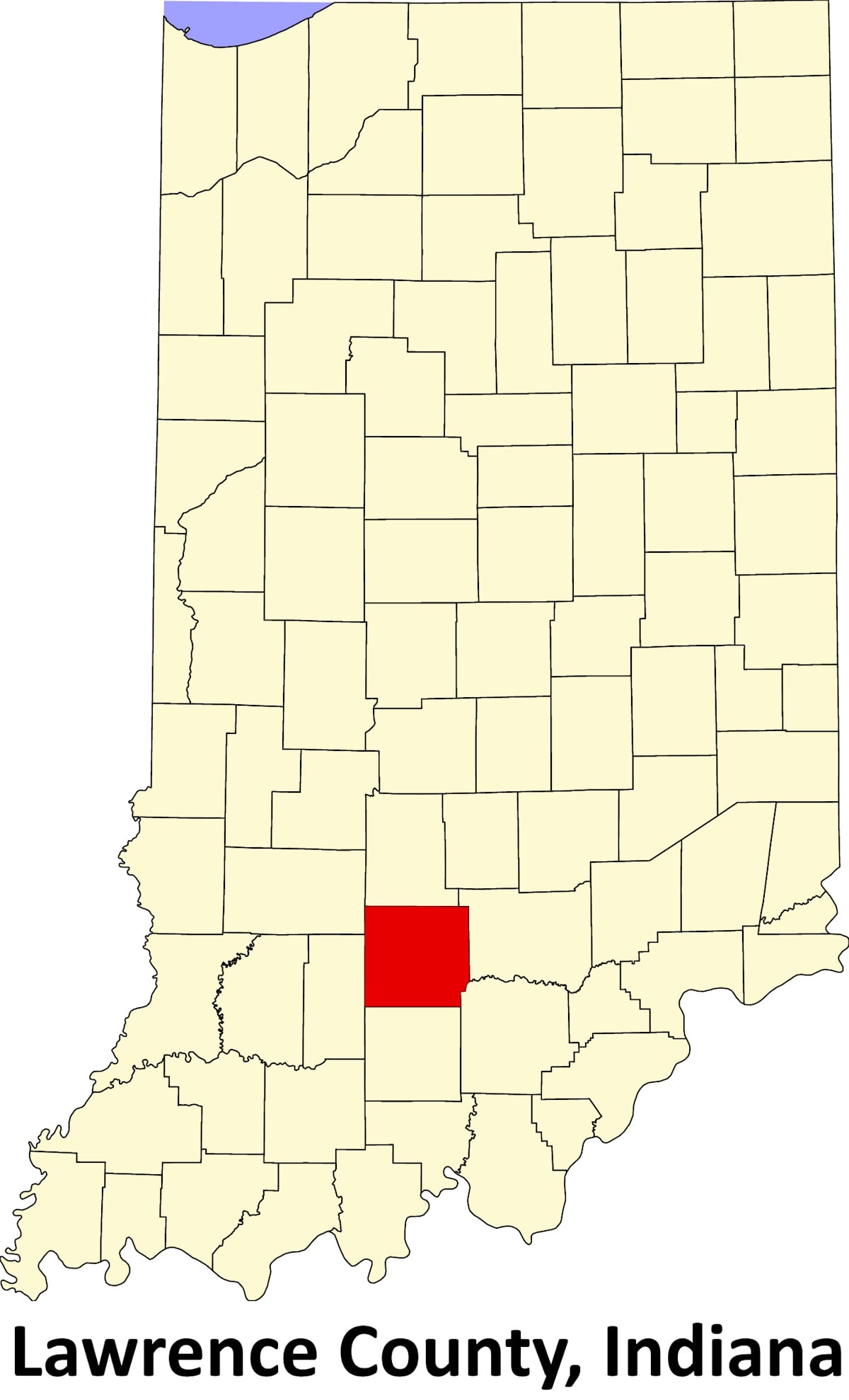 Map showing the location of Lawrence County in southern Indiana