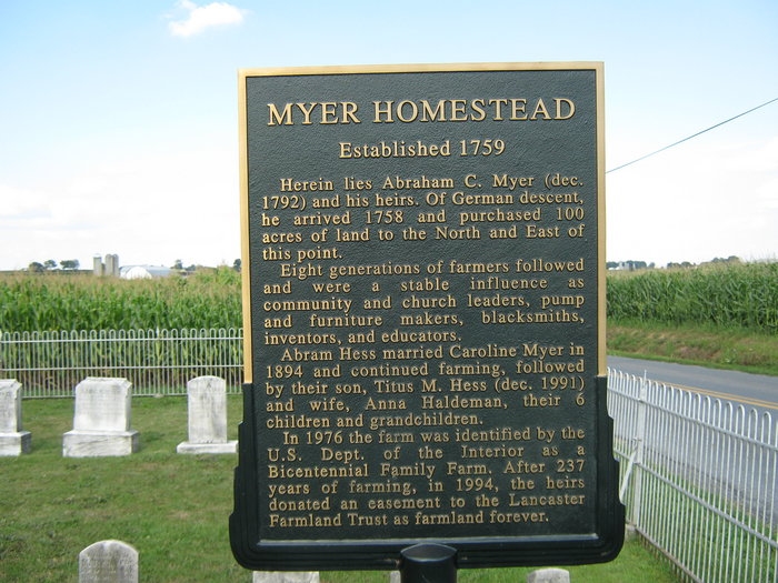 Myer Homestead plaque