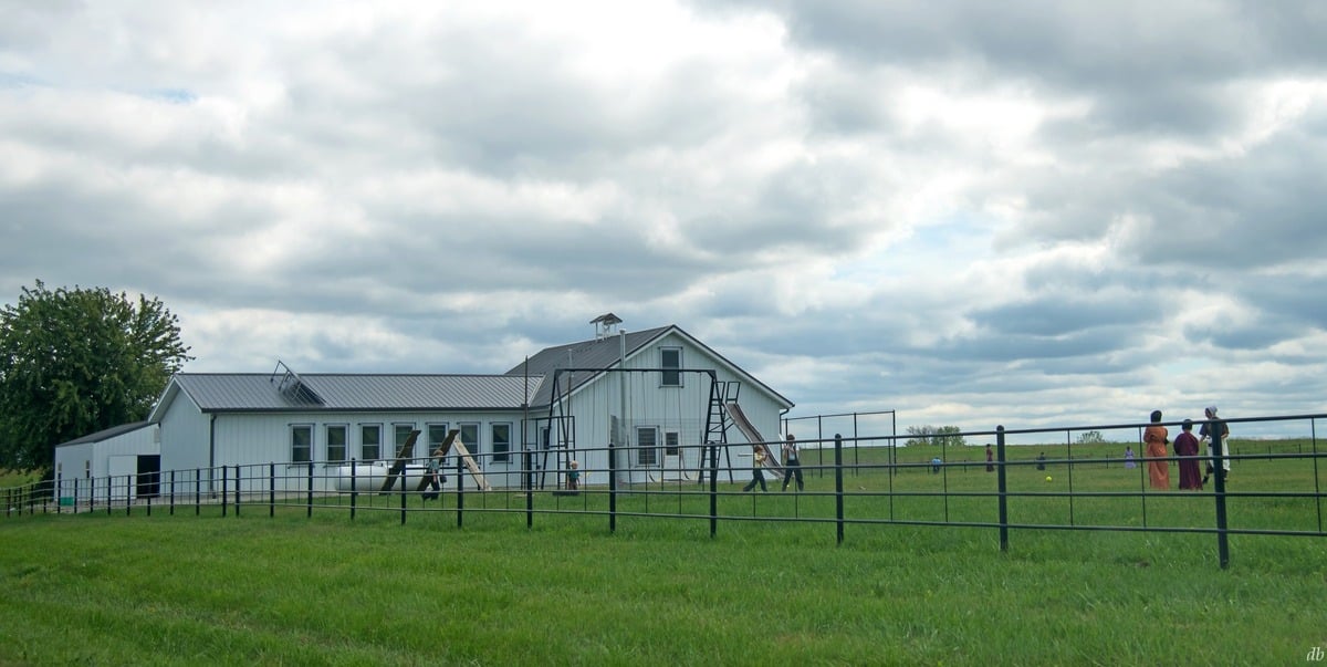 Amish children at recess at the new Pleasant Hill School