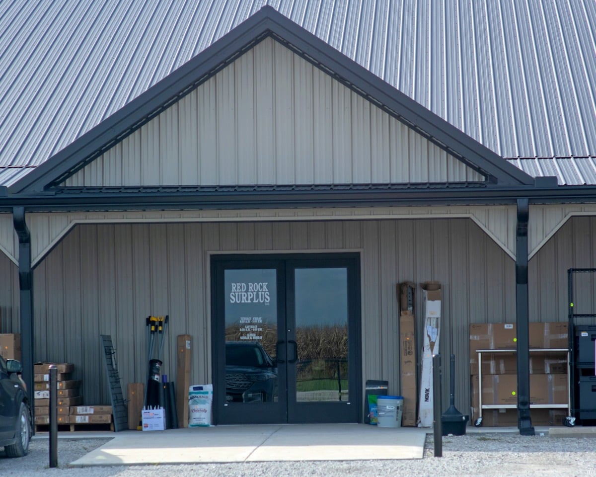 Merchandise outside the Red Rock Surplus entrance