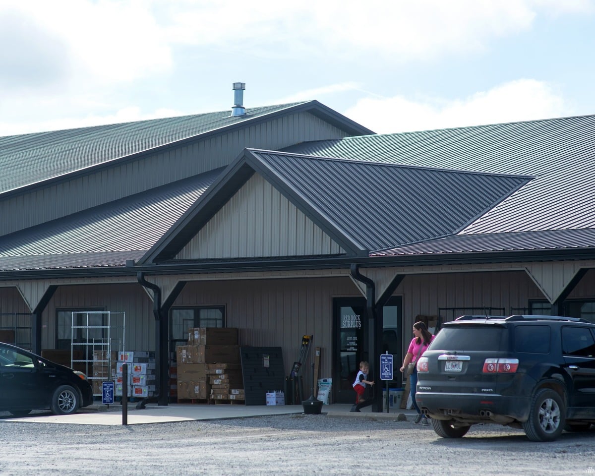 Shoppers outside Red Rock Surplus