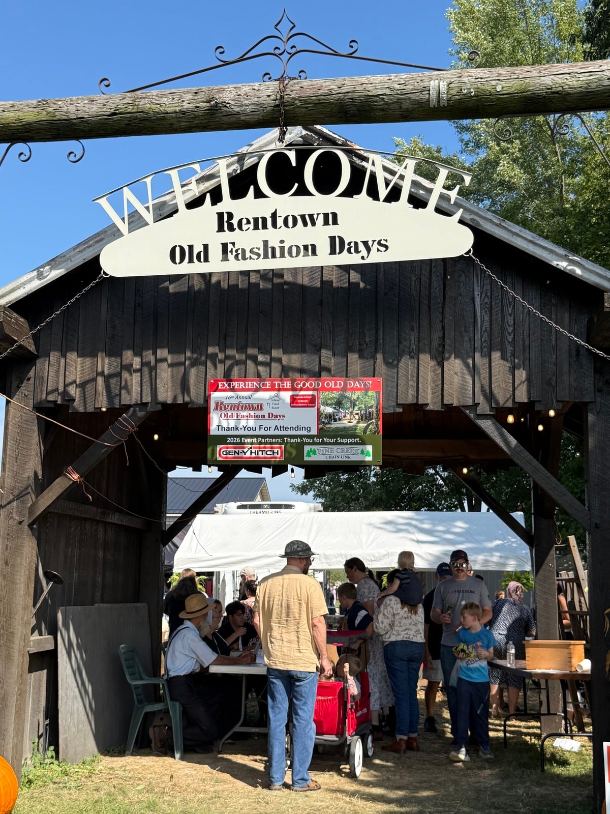 Welcome gate at Rentown Old Fashion Days in Indiana