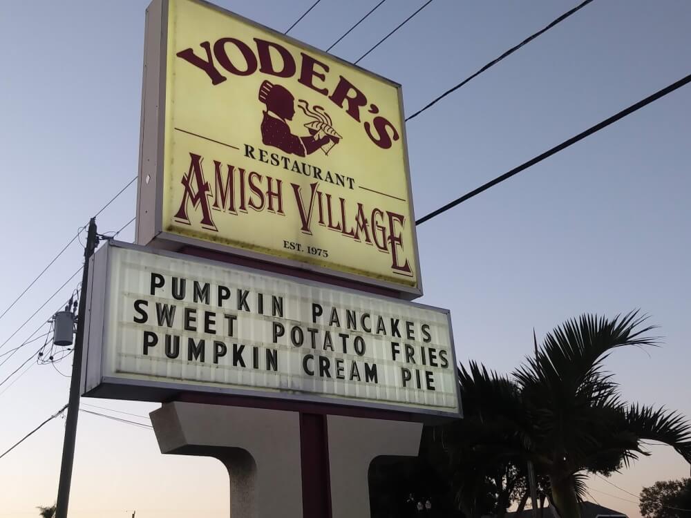 Amish restaurants in Sarasota - Yoder's sign