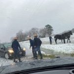 Amish Rescue Car From Ditch In Snowy Weather
